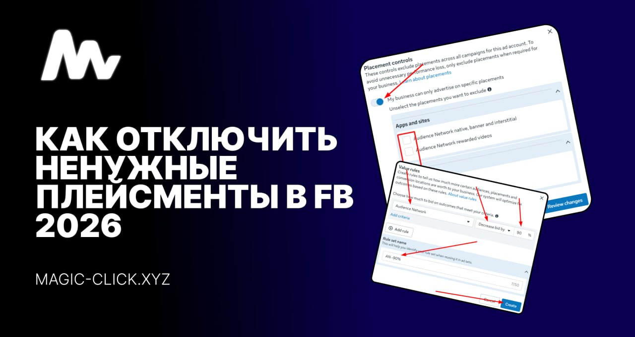 Как отключать плейсменты в Facebook Ads 2026